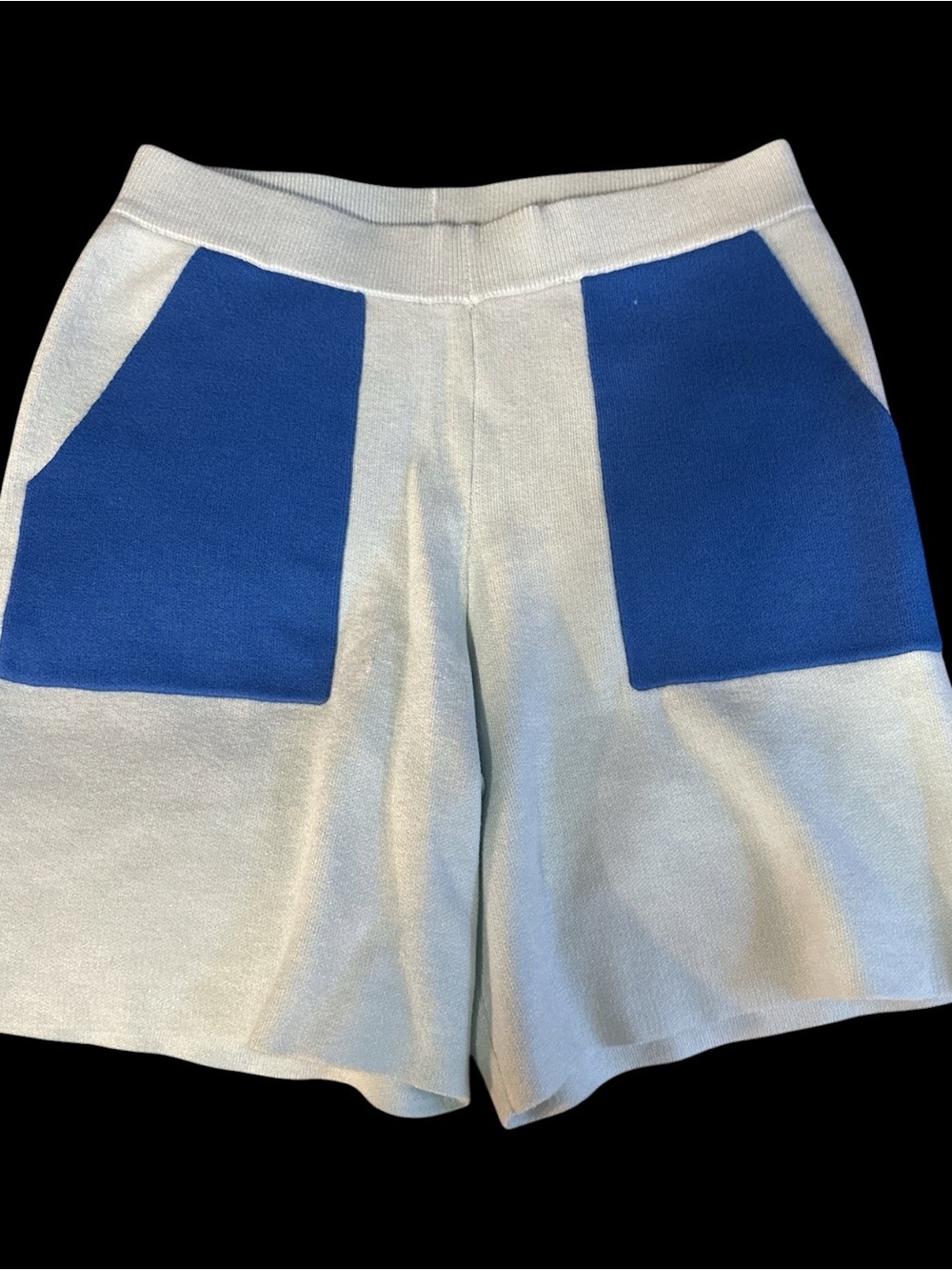 Anthropologie Knit Lounge Shorts Women Size Small Colorblocked Blue